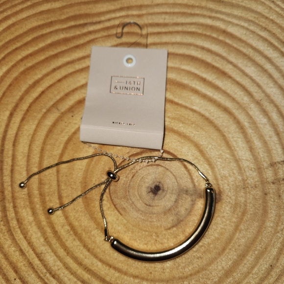 14th & Union Adjustable Nickle Free Gold Tone Bracelet - Picture 2 of 3